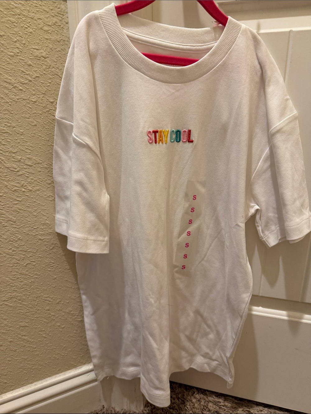 Adult 'Stay Cool' White Tee with Multicolor Embroidery